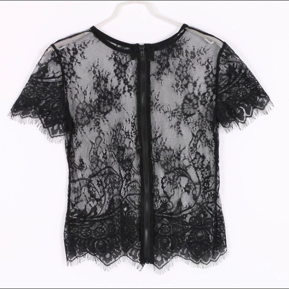 Sexy Lace Back Zip Blouse Goth Boho Punk - Picture 4 of 4
